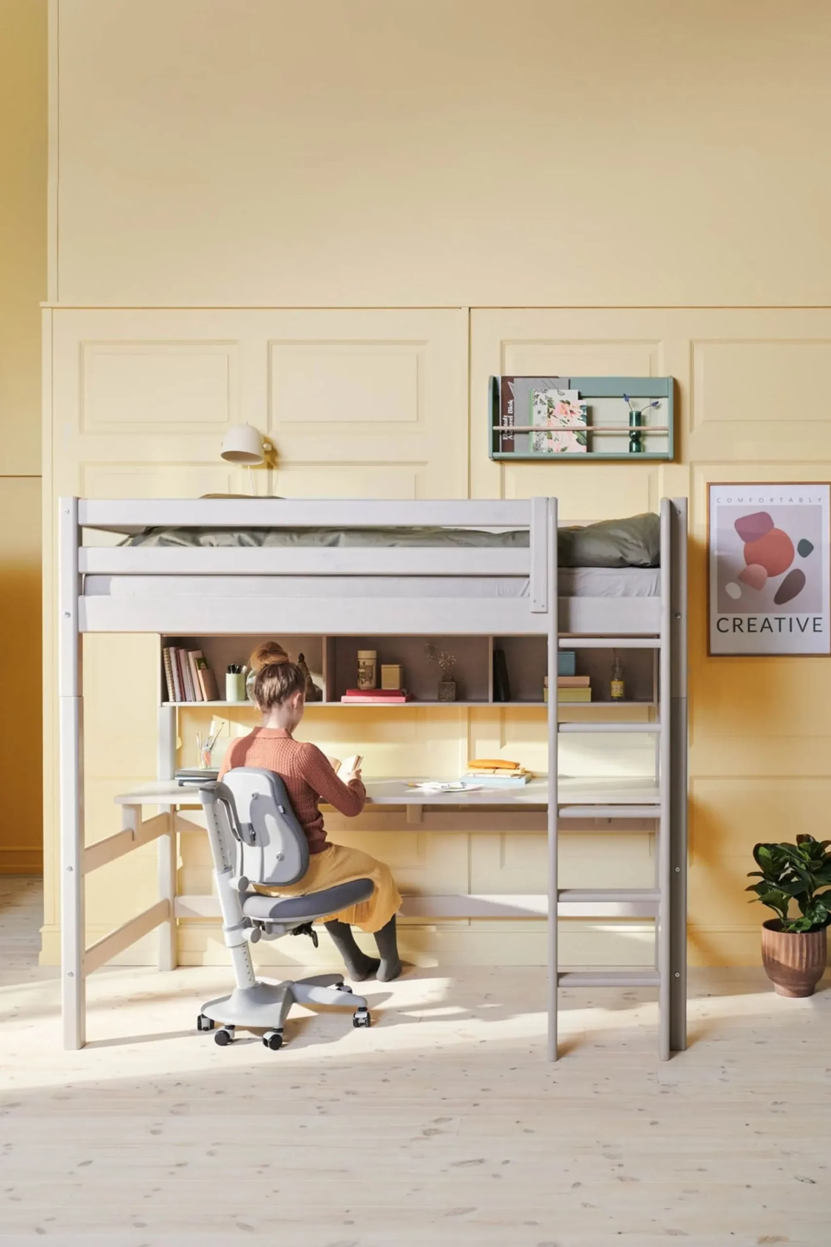 Outlet FLEXA Bogkasse, 3 Rum Grey Washed Pine