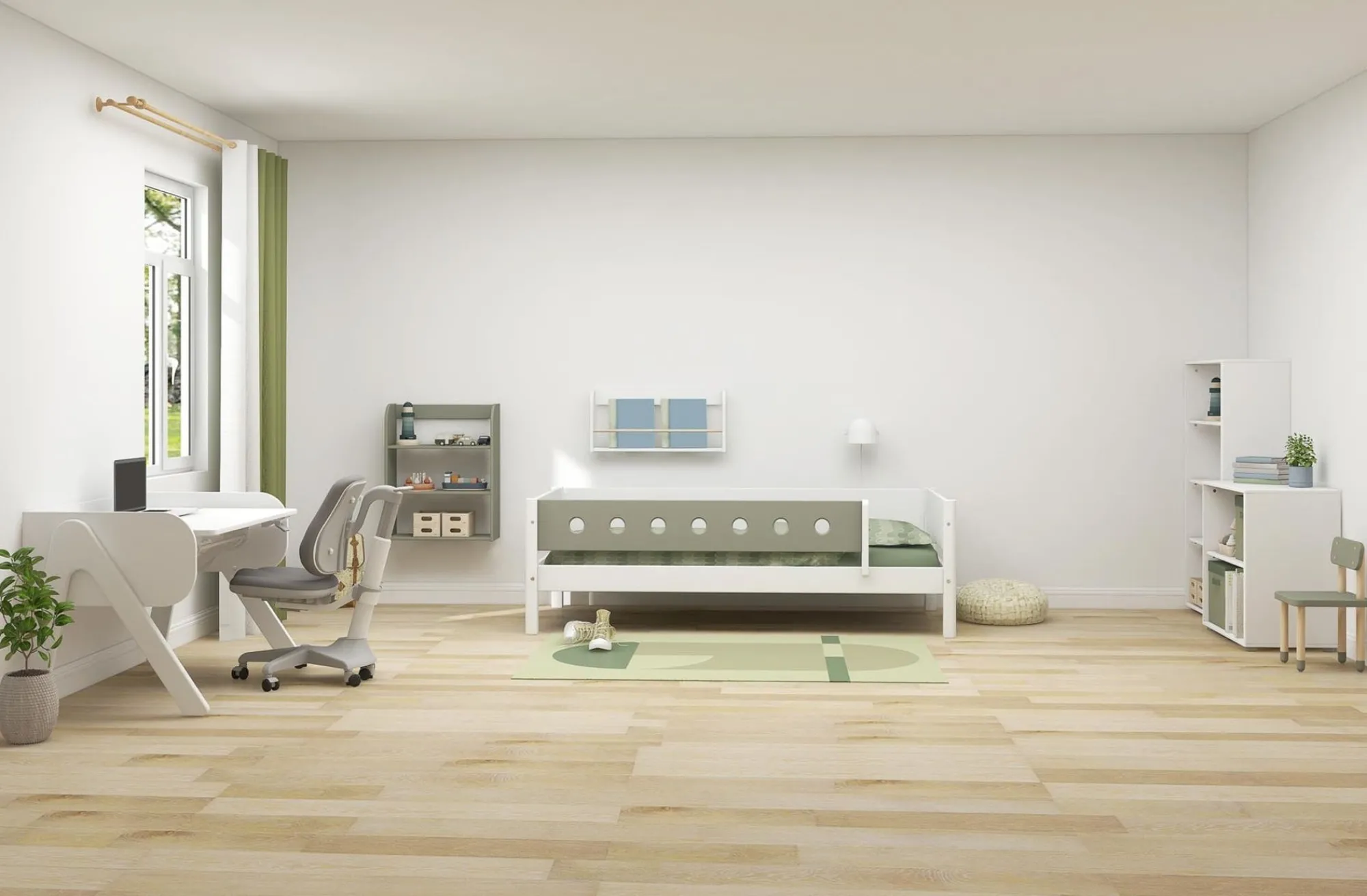Best FLEXA Daybed White/Natural Green