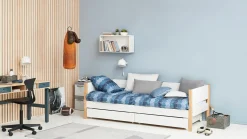 Hot FLEXA Daybed Med Hoved-, Bag- Og Endegavl White/Oak