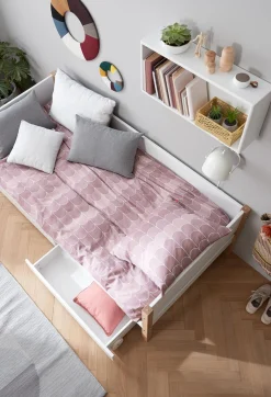 Hot FLEXA Daybed Med Hoved-, Bag- Og Endegavl White/Oak