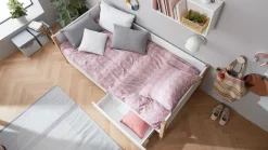 Hot FLEXA Daybed Med Hoved-, Bag- Og Endegavl White/Oak