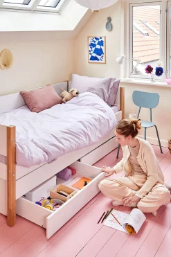 Cheap FLEXA Daybed Med Udtraeksseng Og To Skuffer White/Oak