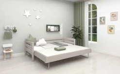 Best Sale FLEXA Enkeltseng Med Gaesteseng Grey Washed Pine