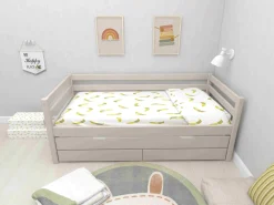 Clearance FLEXA Enkeltseng Med Gaesteseng Og Skuffer Grey Washed Pine