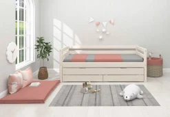 Clearance FLEXA Enkeltseng Med Gaesteseng Og Skuffer White Washed Pine