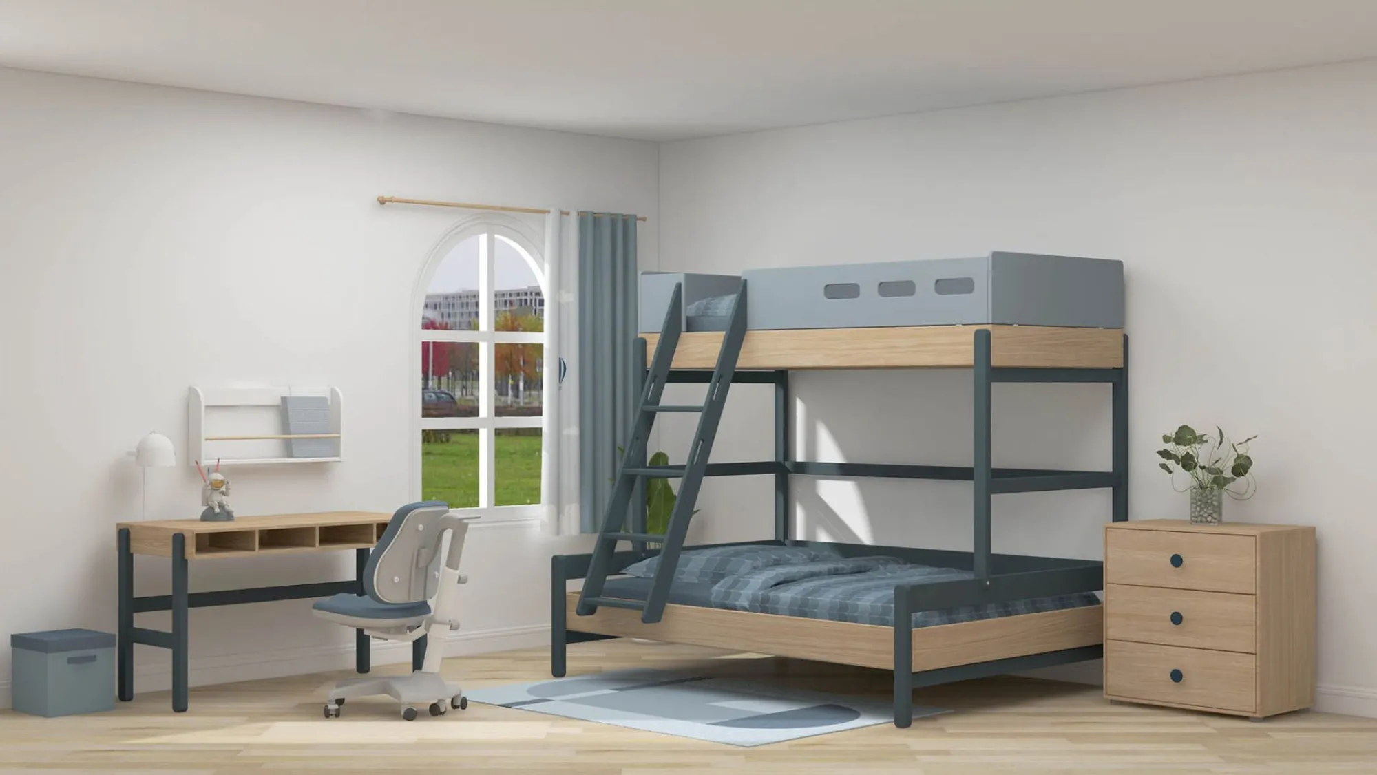 Clearance FLEXA Familieseng Blueberry/Oak