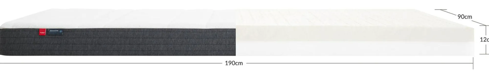 New FLEXA Latex Madras, 190X90 Eukalyptusbetraek White