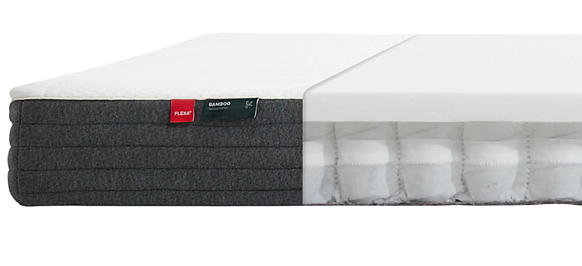 New FLEXA Springmadras, 200X140 Bambusbetraek White