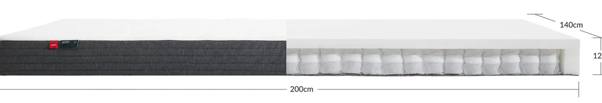 New FLEXA Springmadras, 200X140 Bambusbetraek White