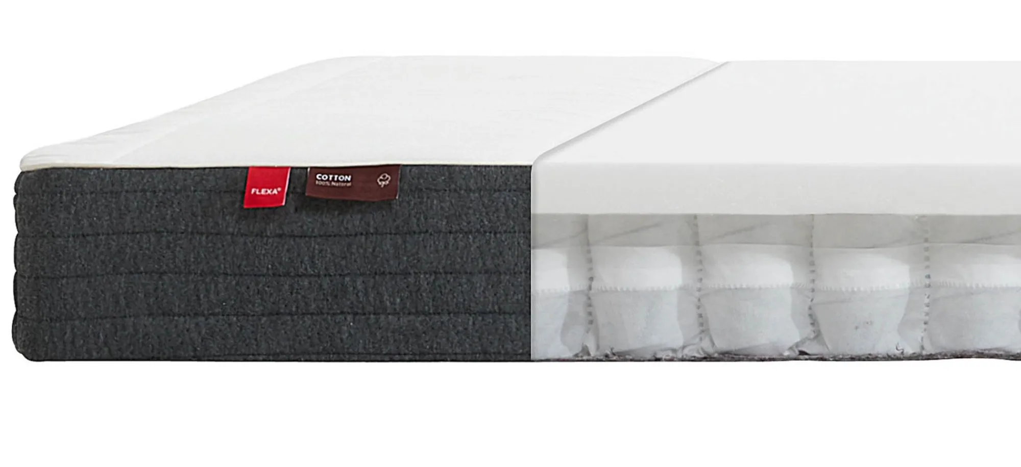 Best FLEXA Springmadras, 200X90 Bomuldsbetraek White