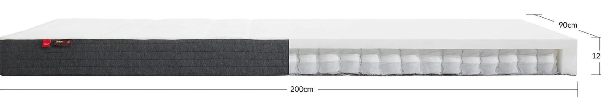 Best FLEXA Springmadras, 200X90 Bomuldsbetraek White