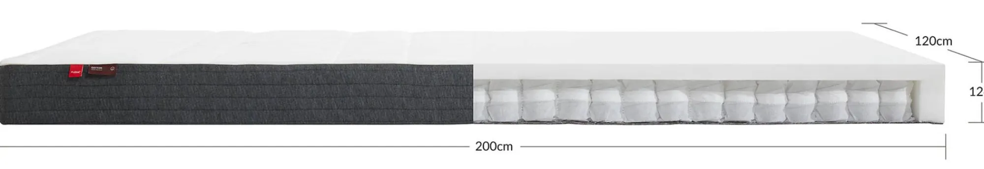 Shop FLEXA Springmadras, 200X120 Bomuldsbetraek White