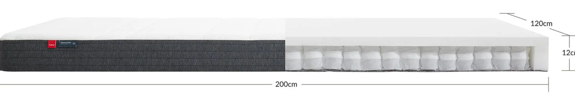 Fashion FLEXA Springmadras, 200X120 Eukalyptusbetraek White