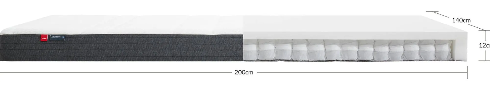 Hot FLEXA Springmadras, 200X140 Eukalyptusbetraek White