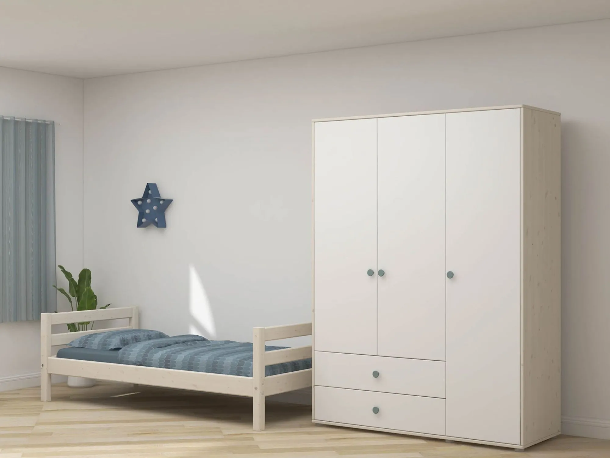 Best Sale FLEXA Garderobeskab Light Teal/White Washed Pine
