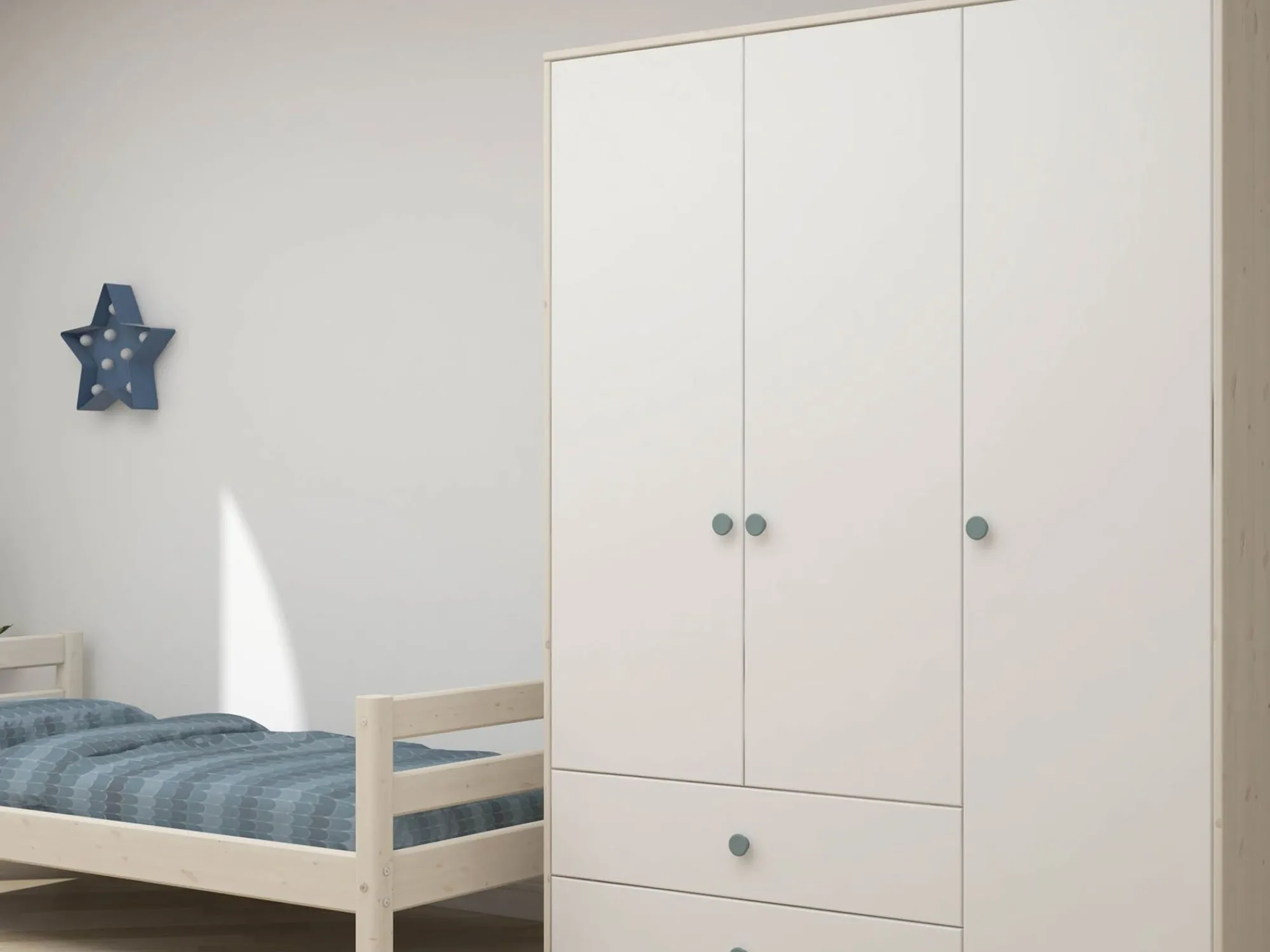Best Sale FLEXA Garderobeskab Light Teal/White Washed Pine