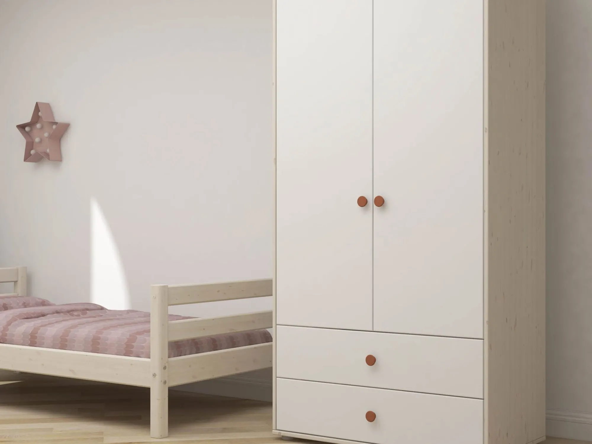 Store FLEXA Garderobeskab Light Blush/White Washed Pine