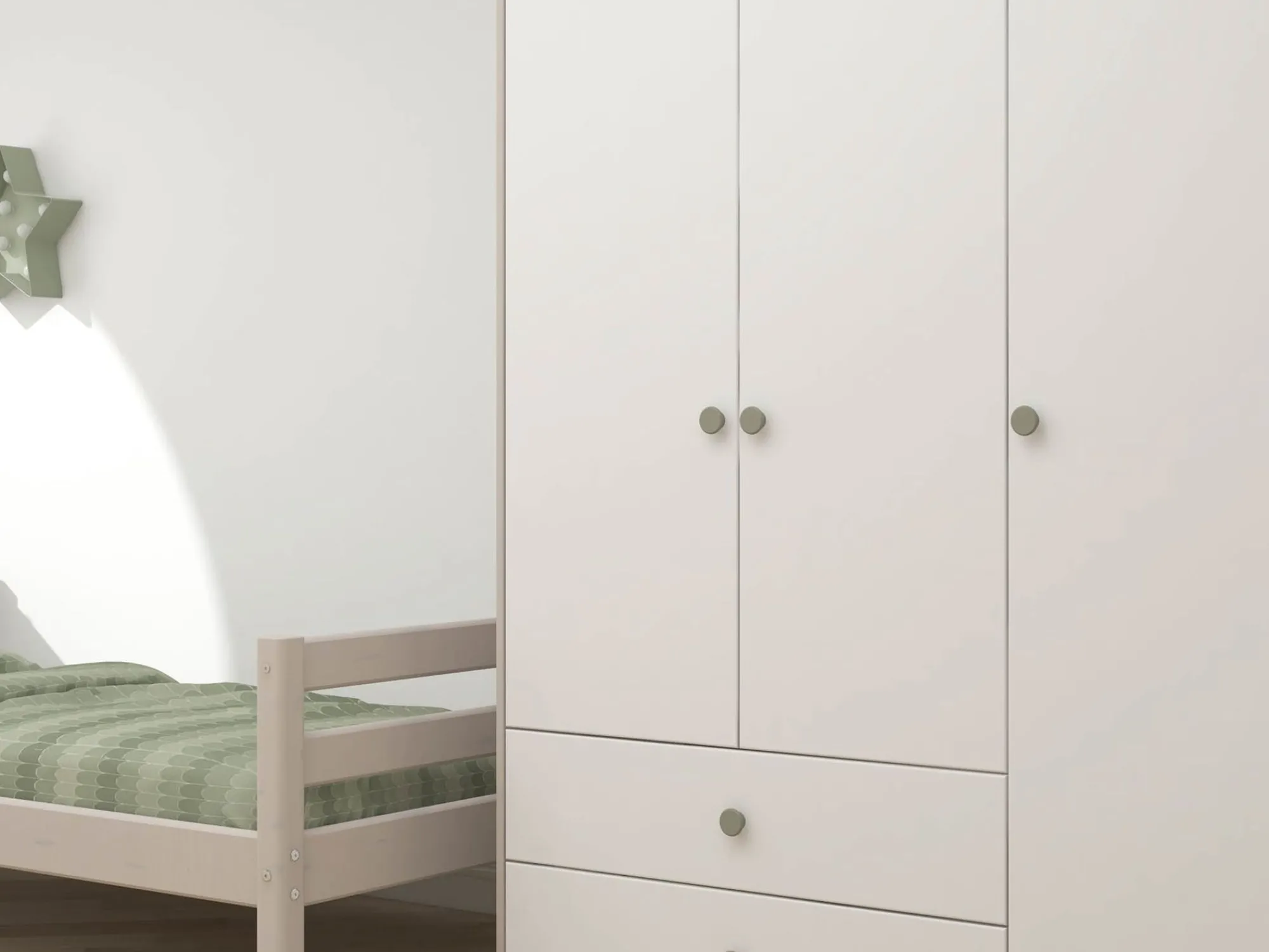 Store FLEXA Garderobeskab Natural Green/Grey Washed Pine