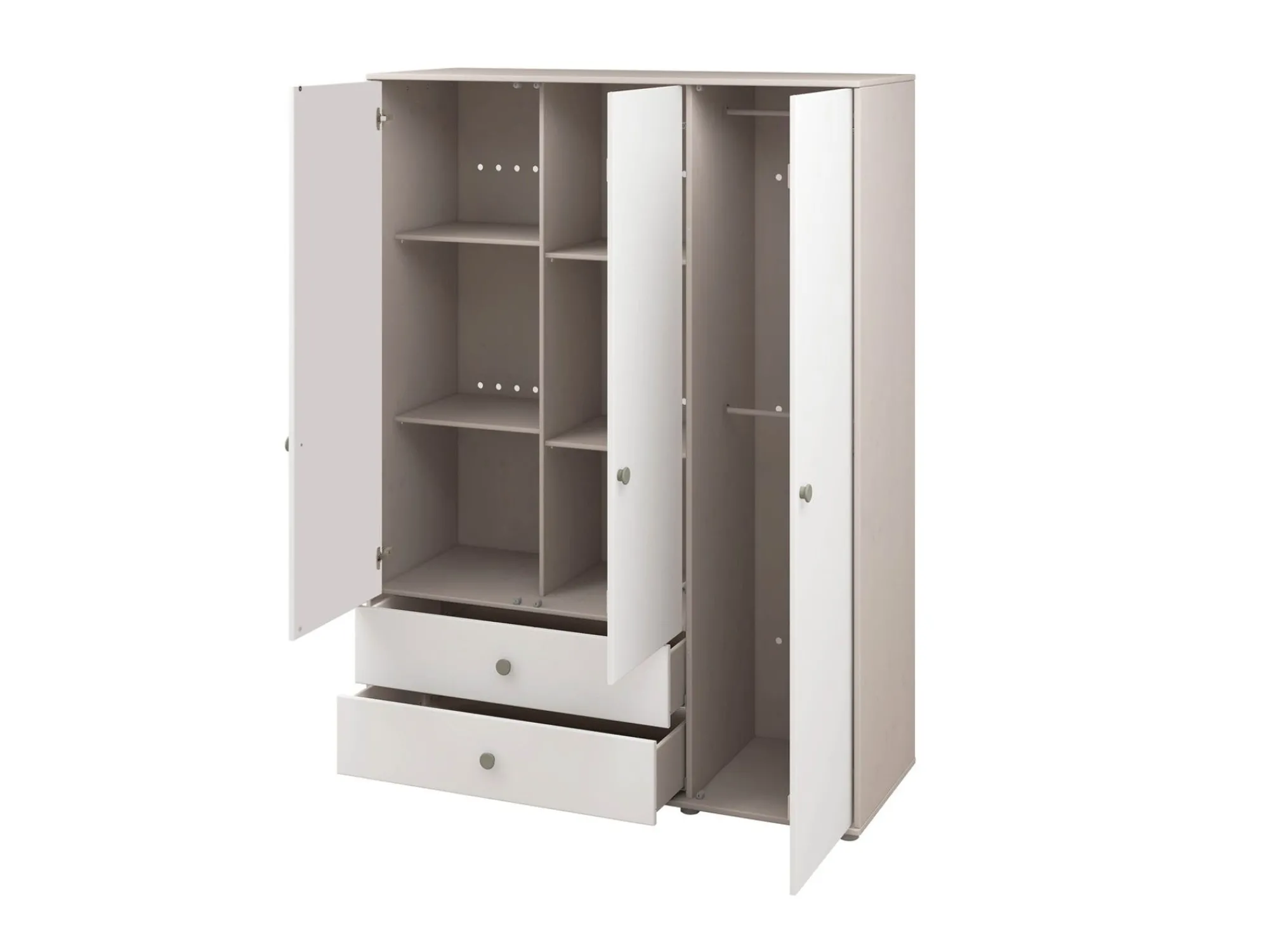Store FLEXA Garderobeskab Natural Green/Grey Washed Pine