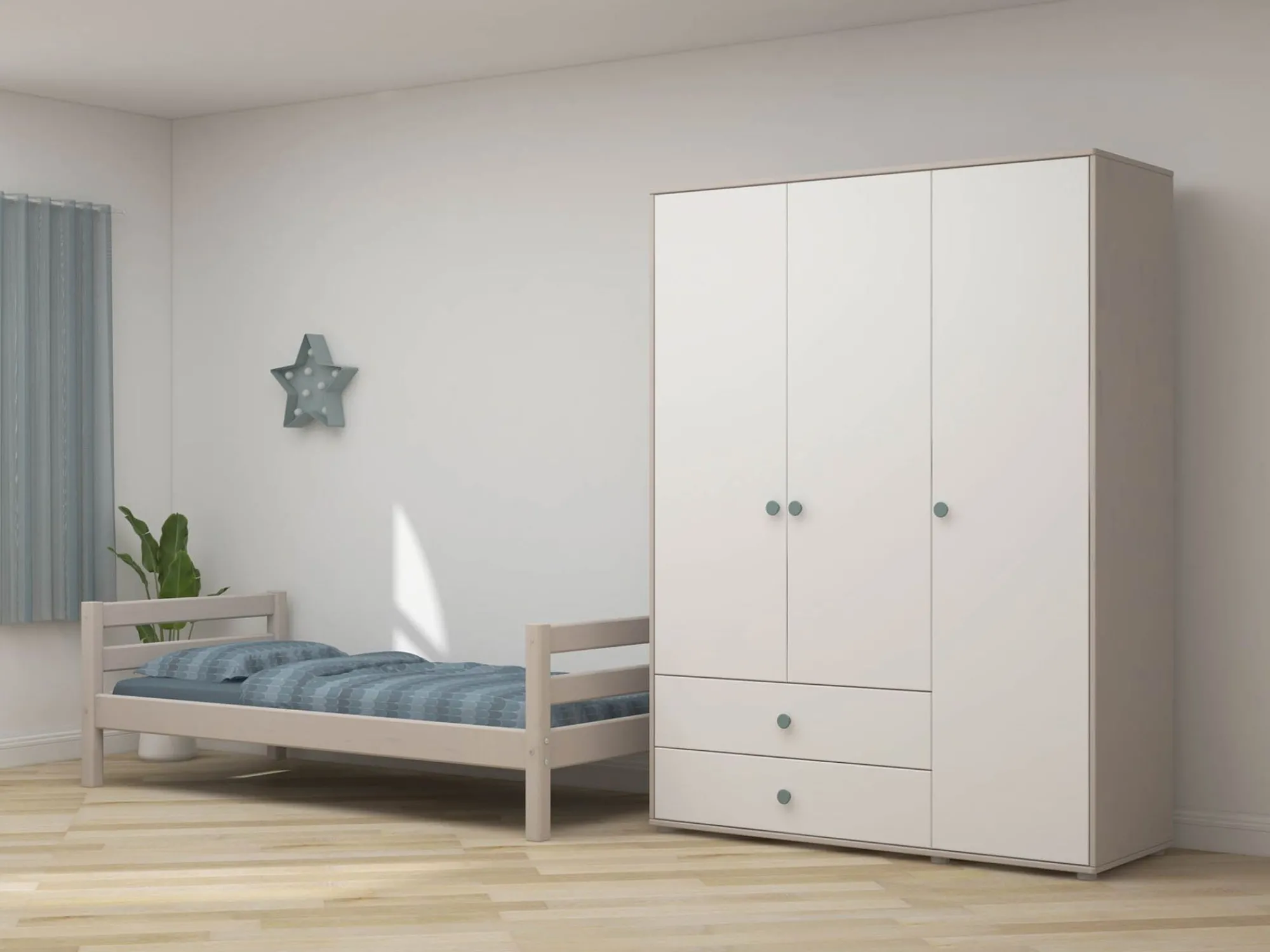 Best Sale FLEXA Garderobeskab Light Teal/Grey Washed Pine
