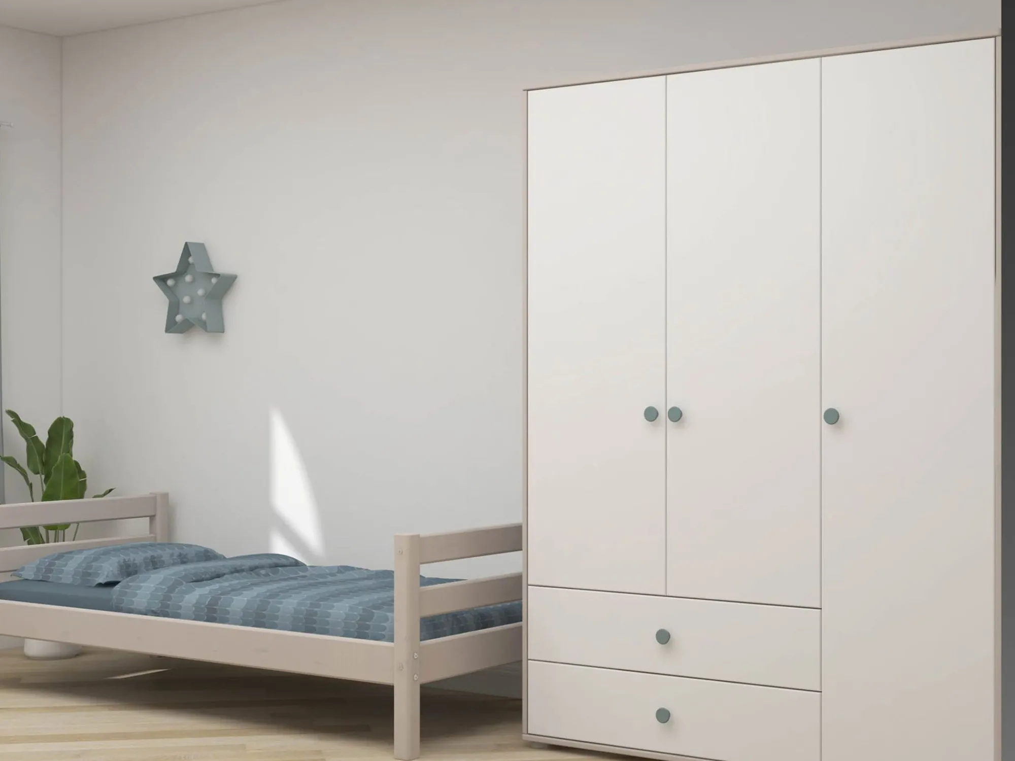 Best Sale FLEXA Garderobeskab Light Teal/Grey Washed Pine