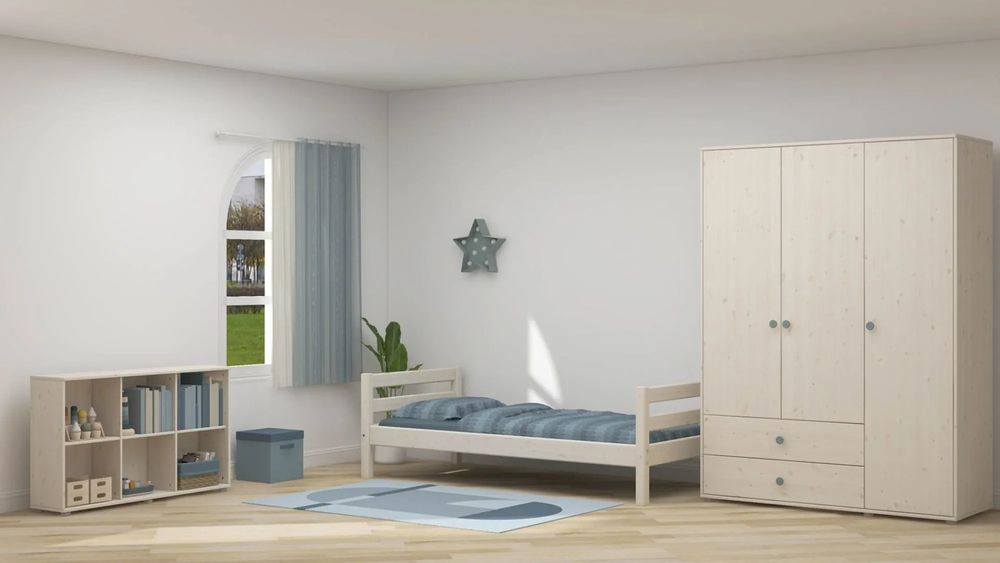 Cheap FLEXA Garderobeskab Light Teal/White Washed Pine