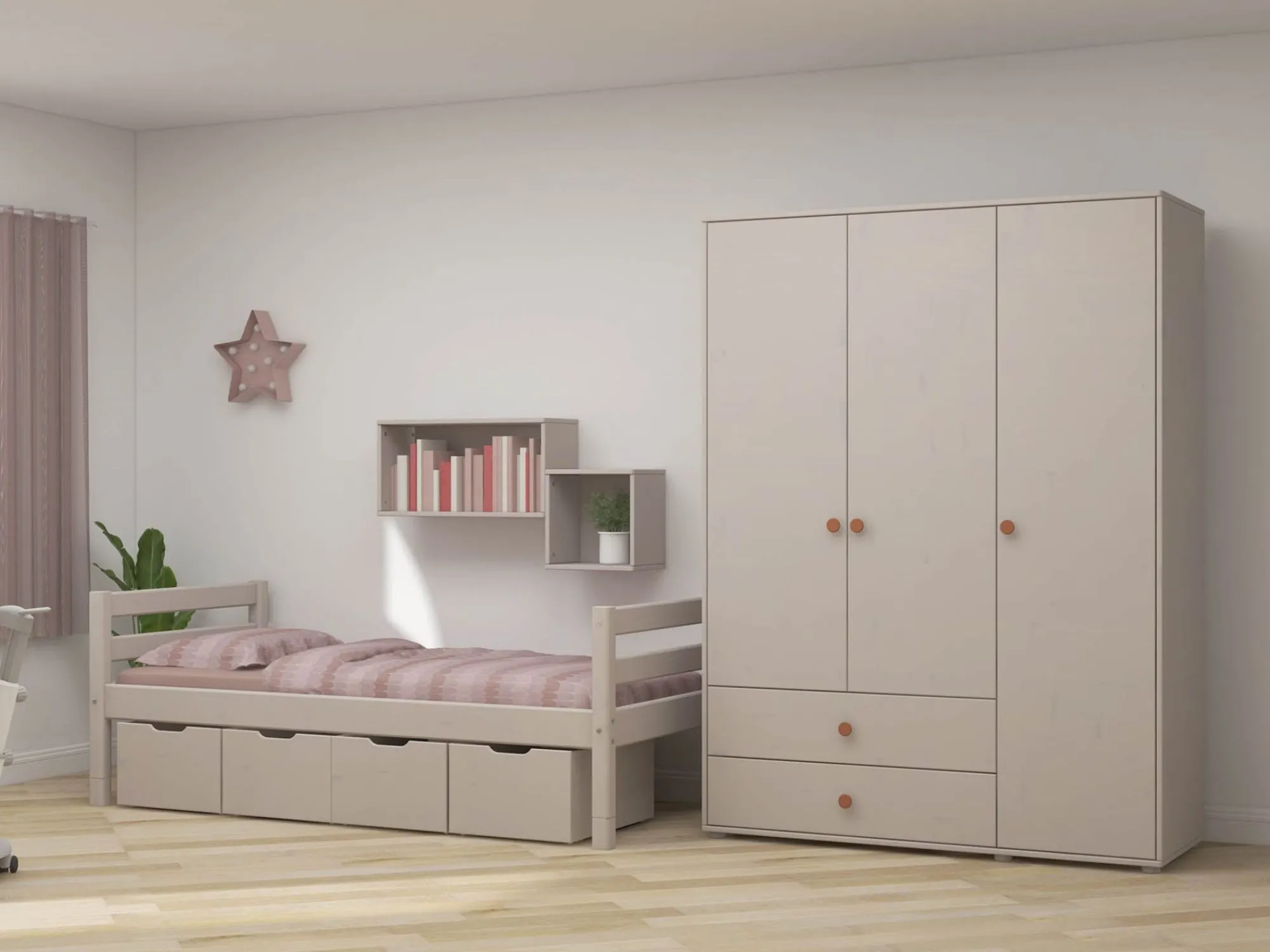 Online FLEXA Garderobeskab Light Blush/Grey Washed Pine