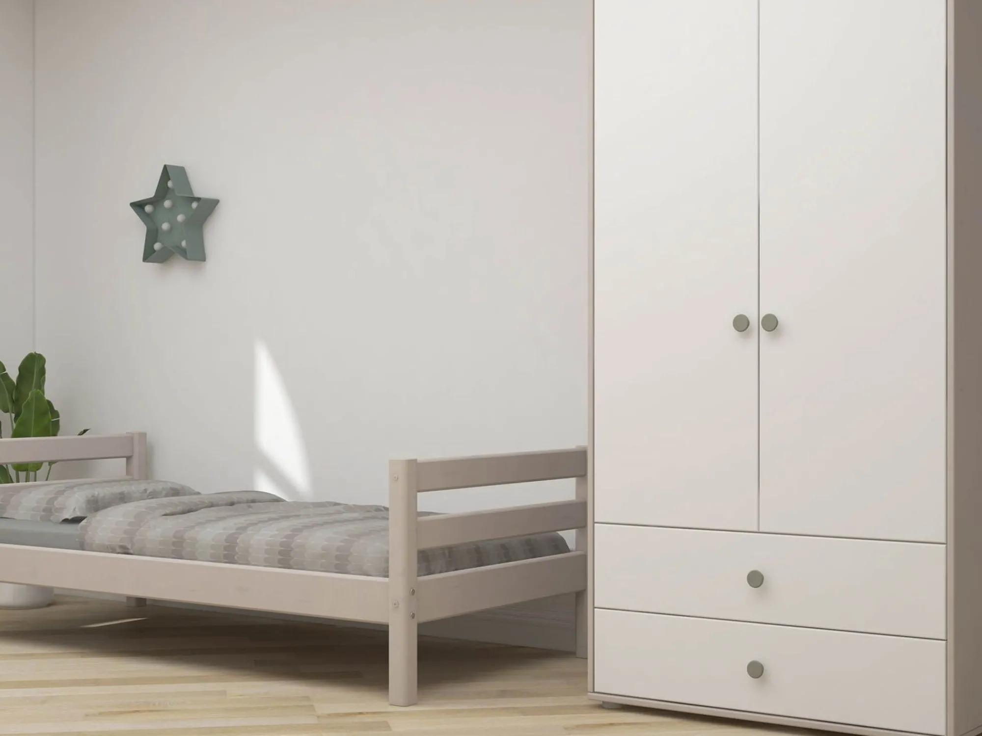 Best FLEXA Garderobeskab Natural Green/Grey Washed Pine