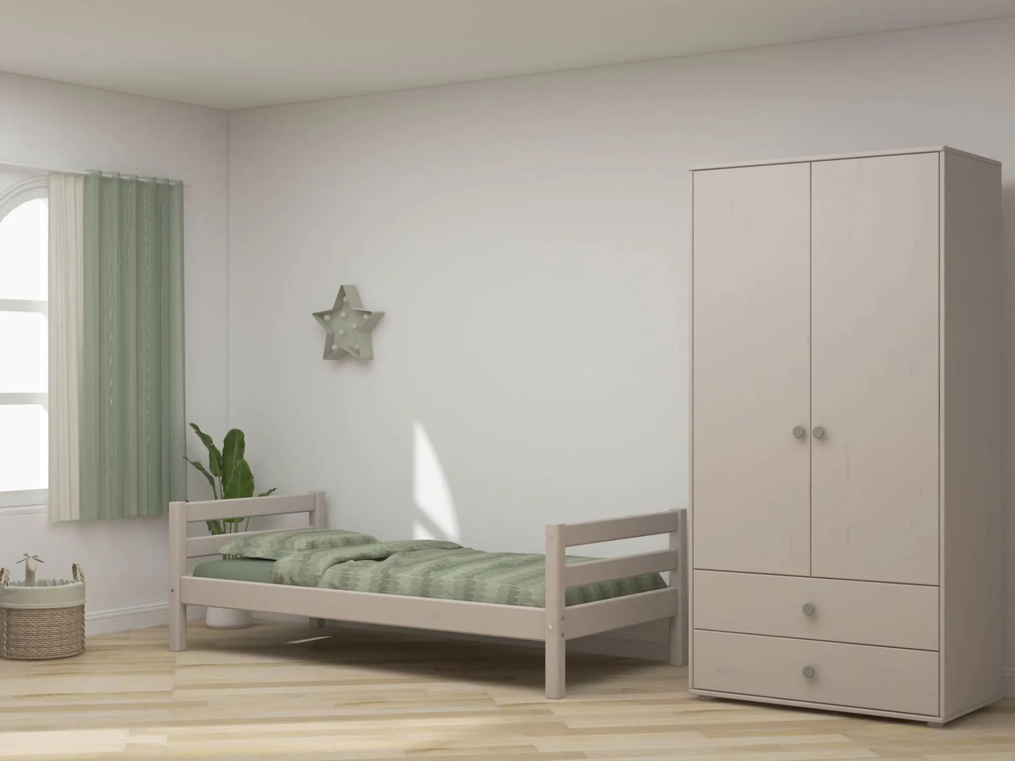 Fashion FLEXA Garderobeskab Natural Green/Grey Washed Pine