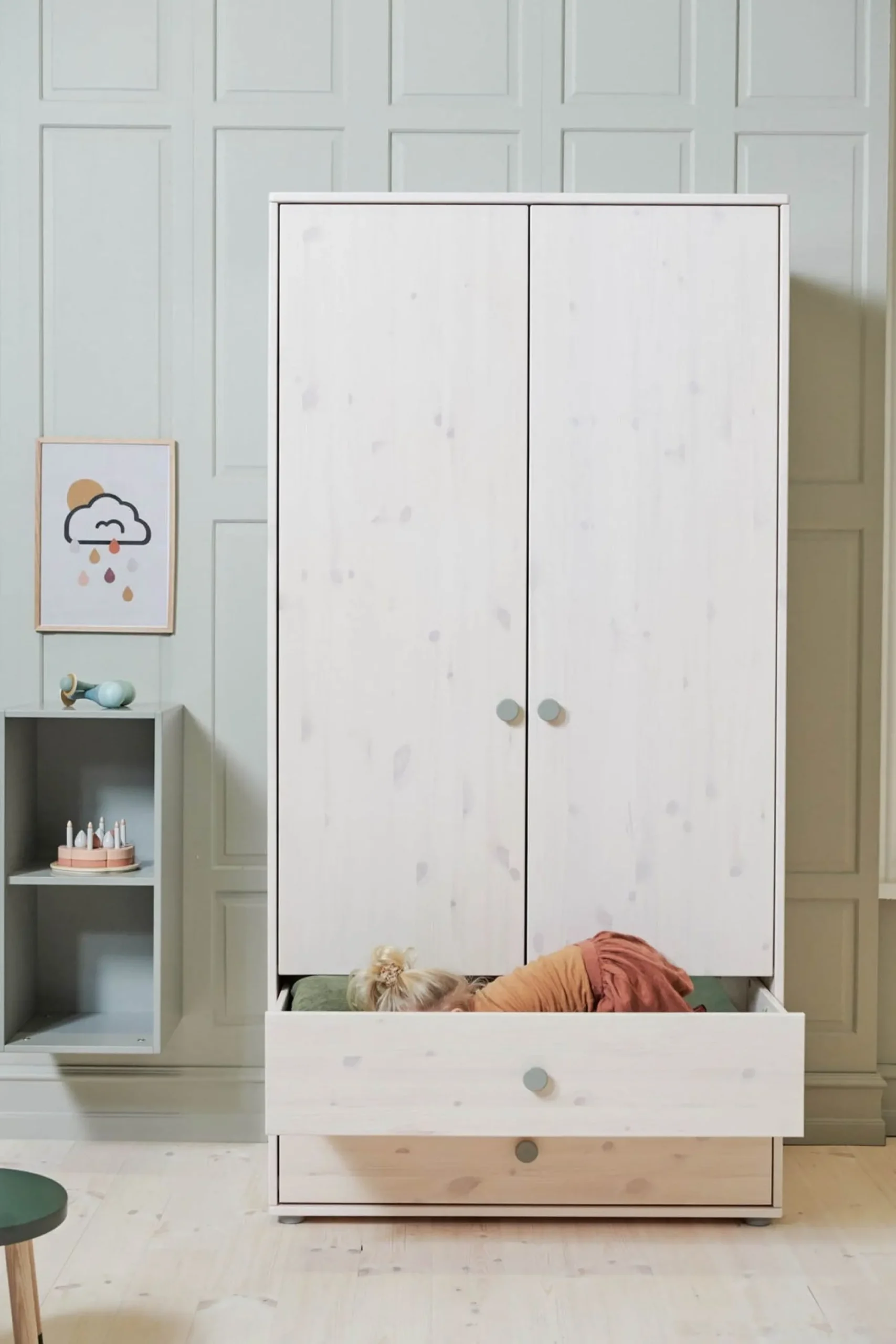 Sale FLEXA Garderobeskab Natural Green/White Washed Pine