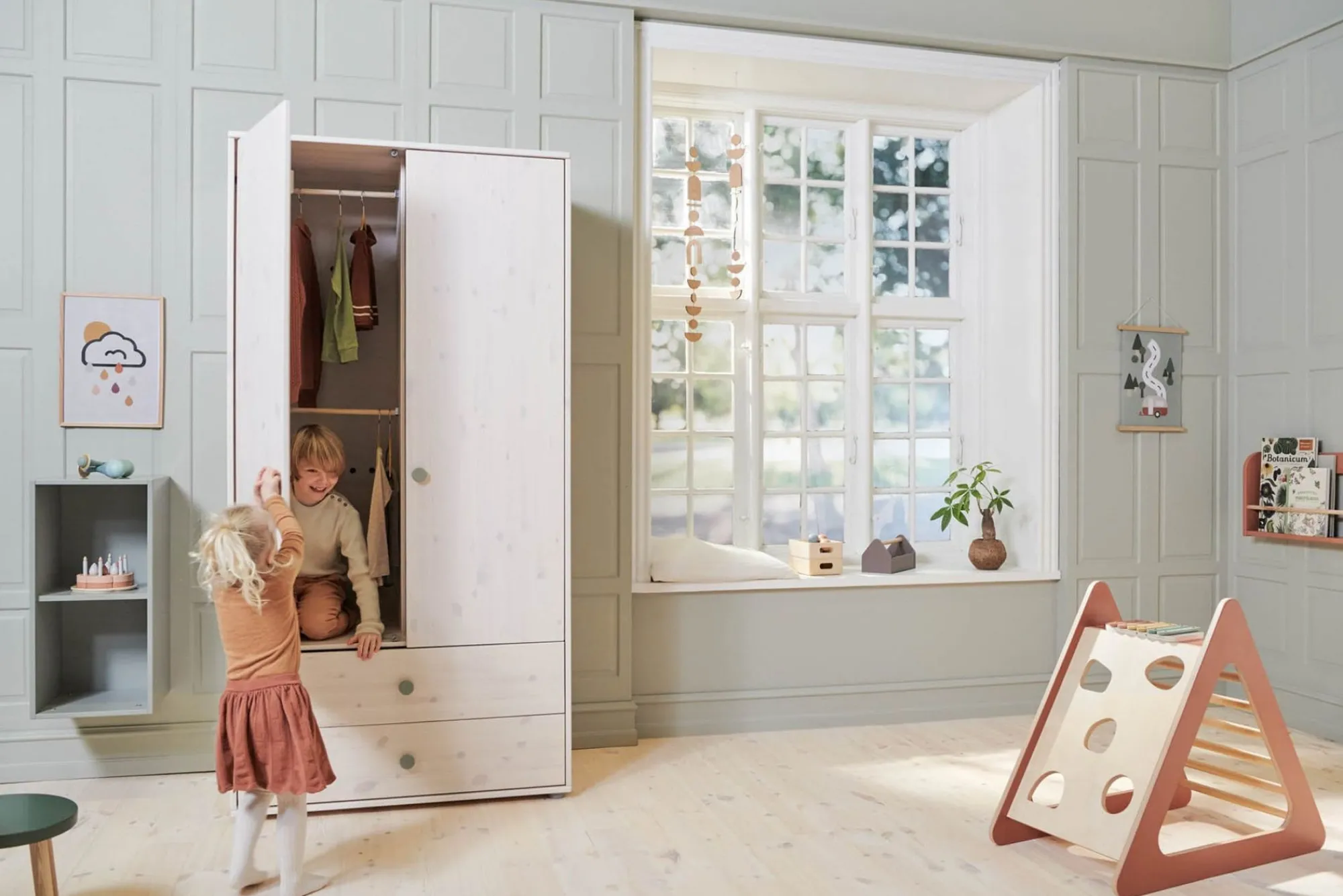Sale FLEXA Garderobeskab Natural Green/White Washed Pine