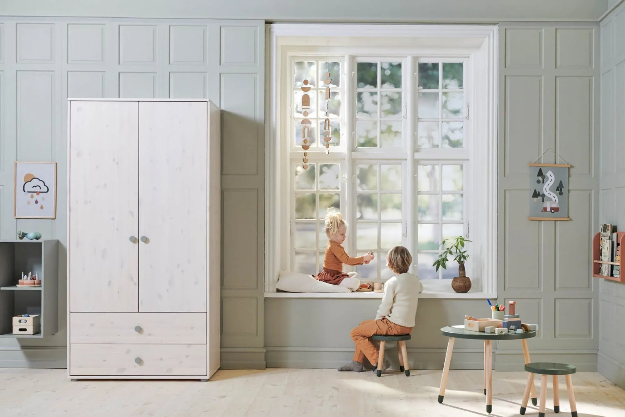 Sale FLEXA Garderobeskab Natural Green/White Washed Pine