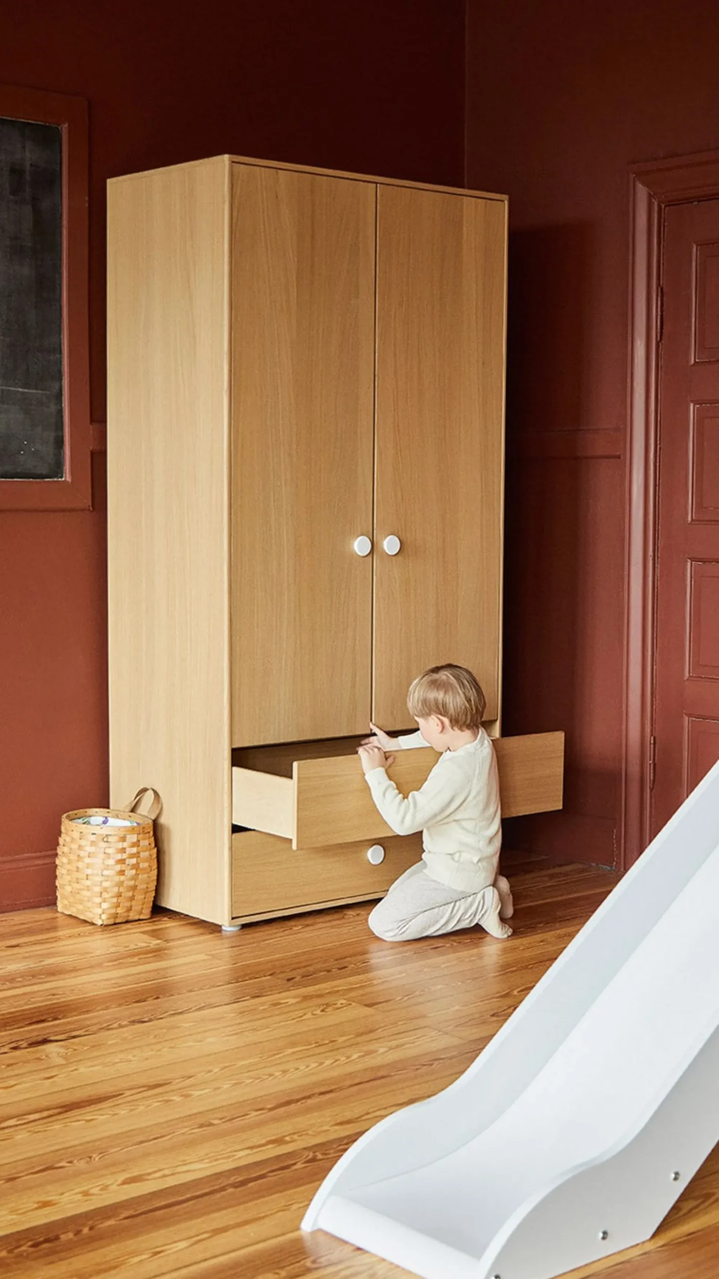Store FLEXA Garderobeskab, Hojt White/Oak