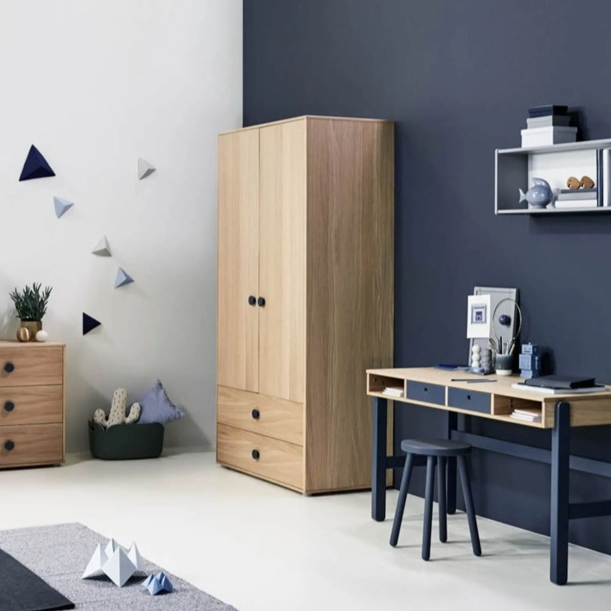 Clearance FLEXA Garderobeskab, Hojt Blueberry/Oak