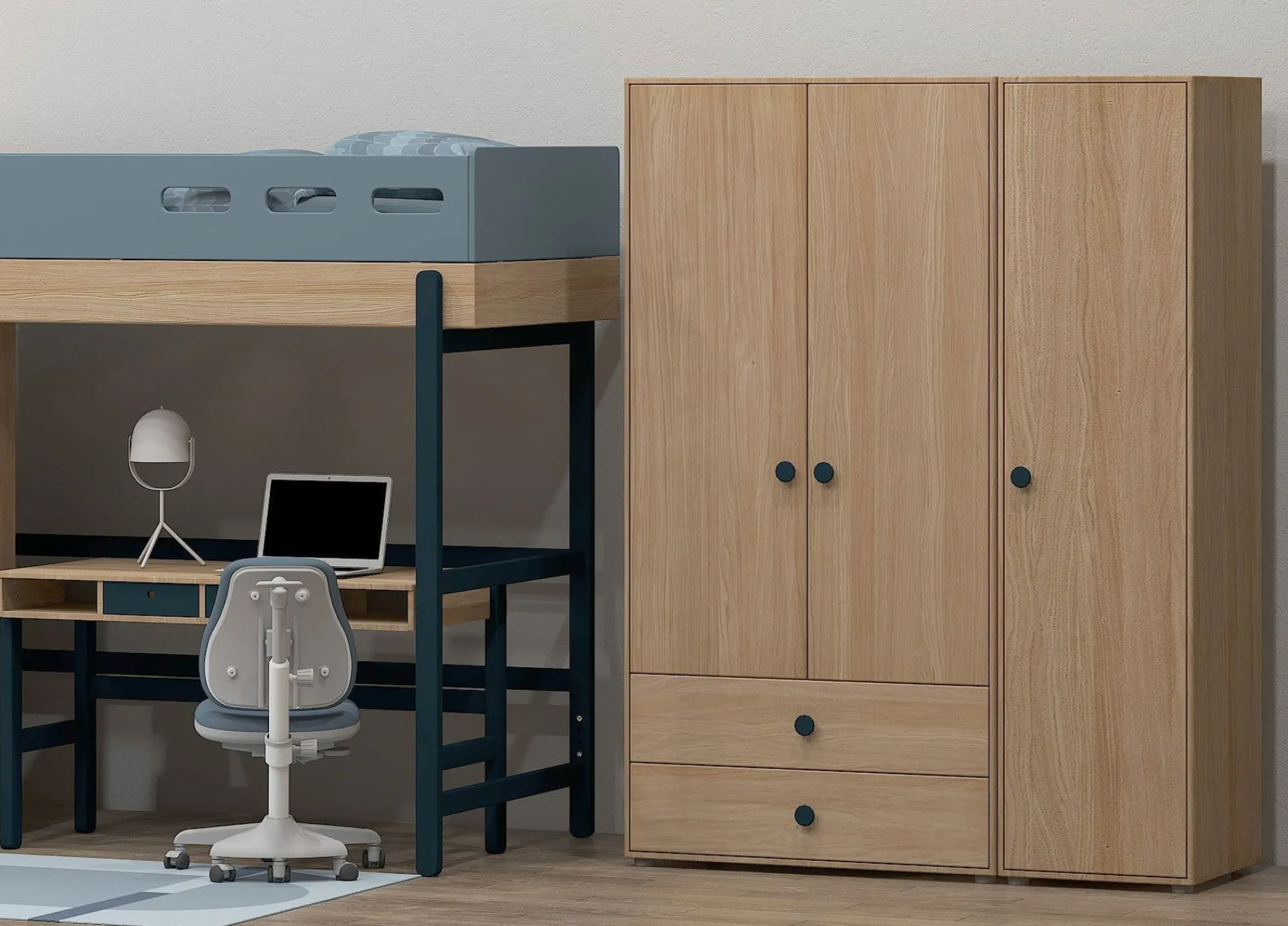 Clearance FLEXA Garderobeskab, Hojt Blueberry/Oak