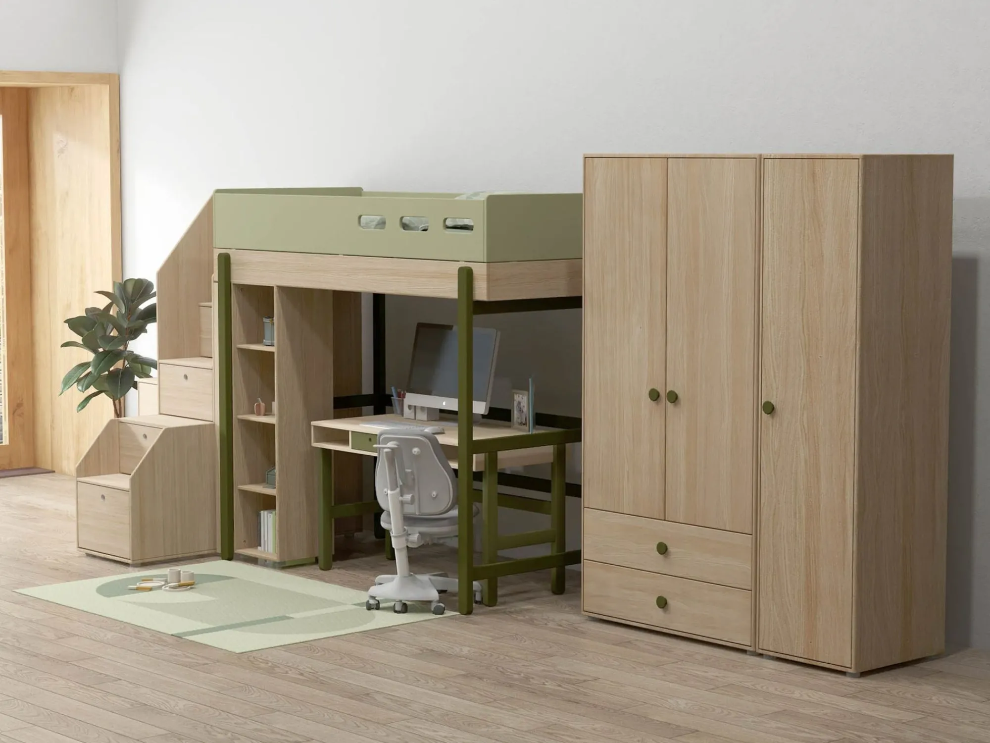 Sale FLEXA Garderobeskab, Hojt Kiwi/Oak