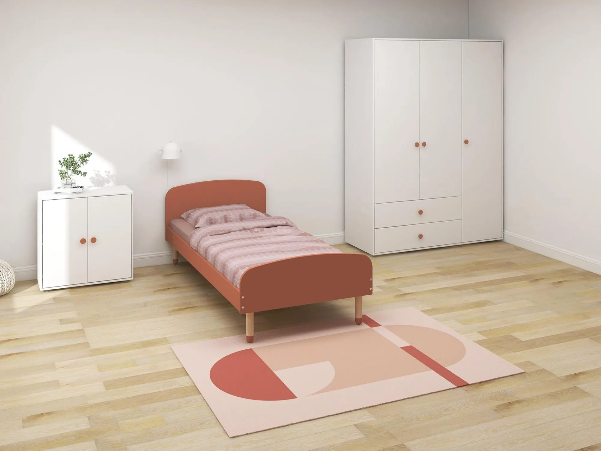 Online FLEXA Garderobeskab, 3 Lager + 2 Skuffer White/Blush
