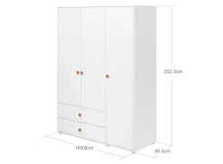 Online FLEXA Garderobeskab, 3 Lager + 2 Skuffer White/Blush