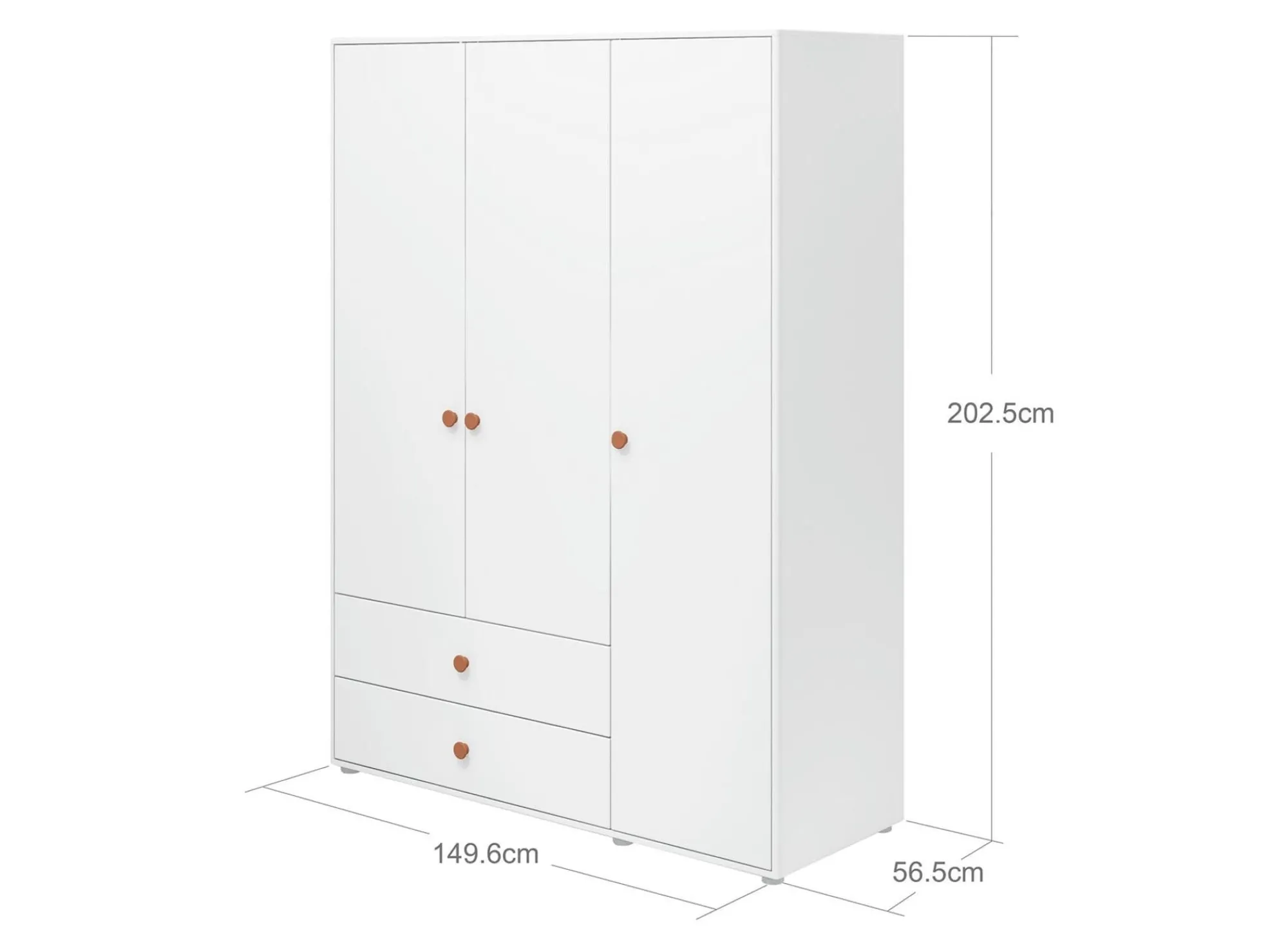 Online FLEXA Garderobeskab, 3 Lager + 2 Skuffer White/Blush