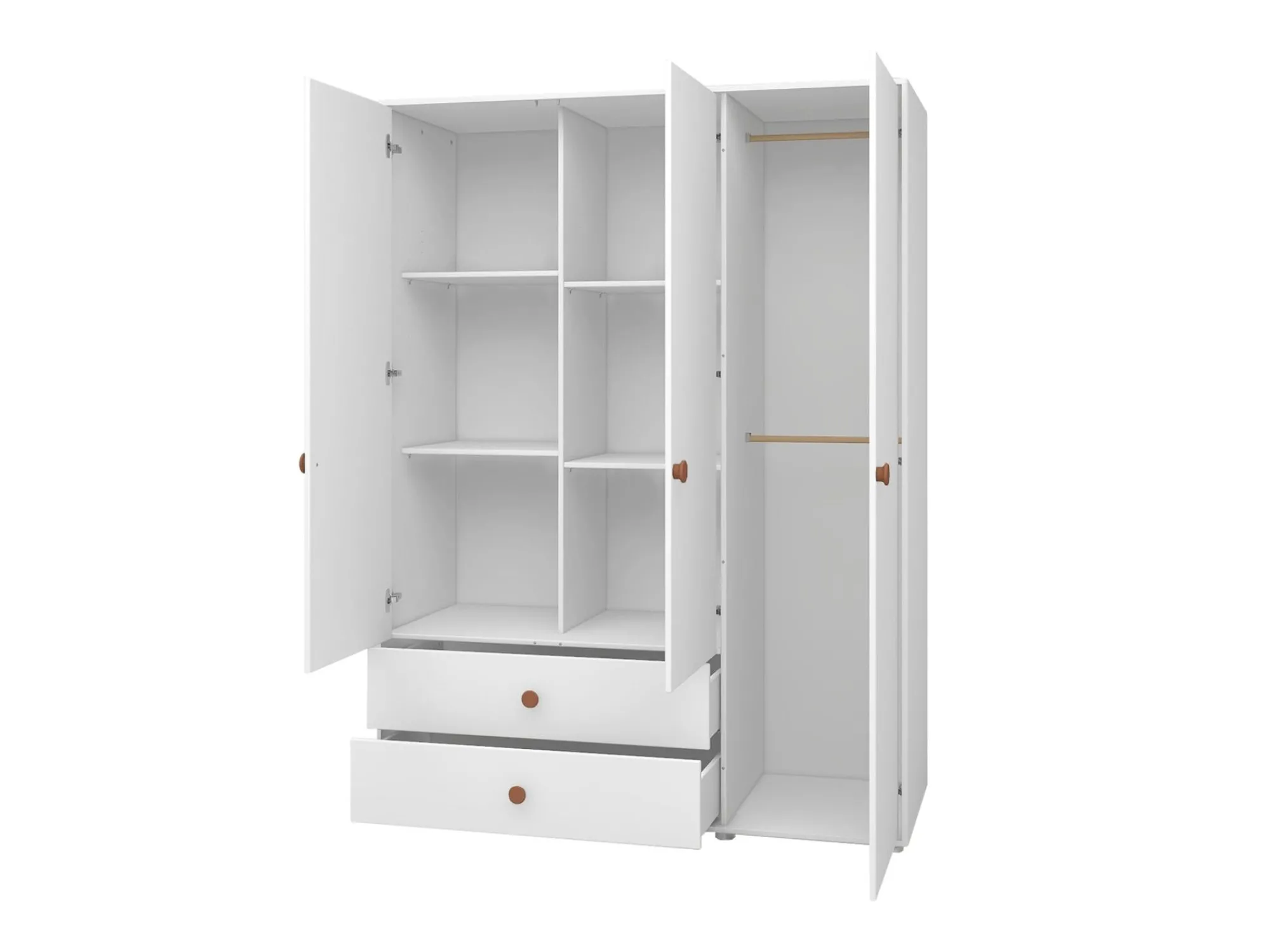 Online FLEXA Garderobeskab, 3 Lager + 2 Skuffer White/Blush