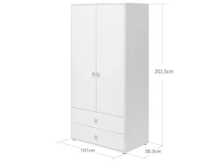 Store FLEXA Garderobeskab, 2 Lager + 2 Skuffer White/Oak