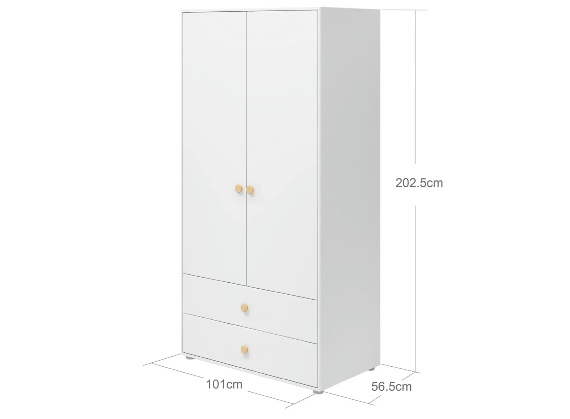 Store FLEXA Garderobeskab, 2 Lager + 2 Skuffer White/Oak