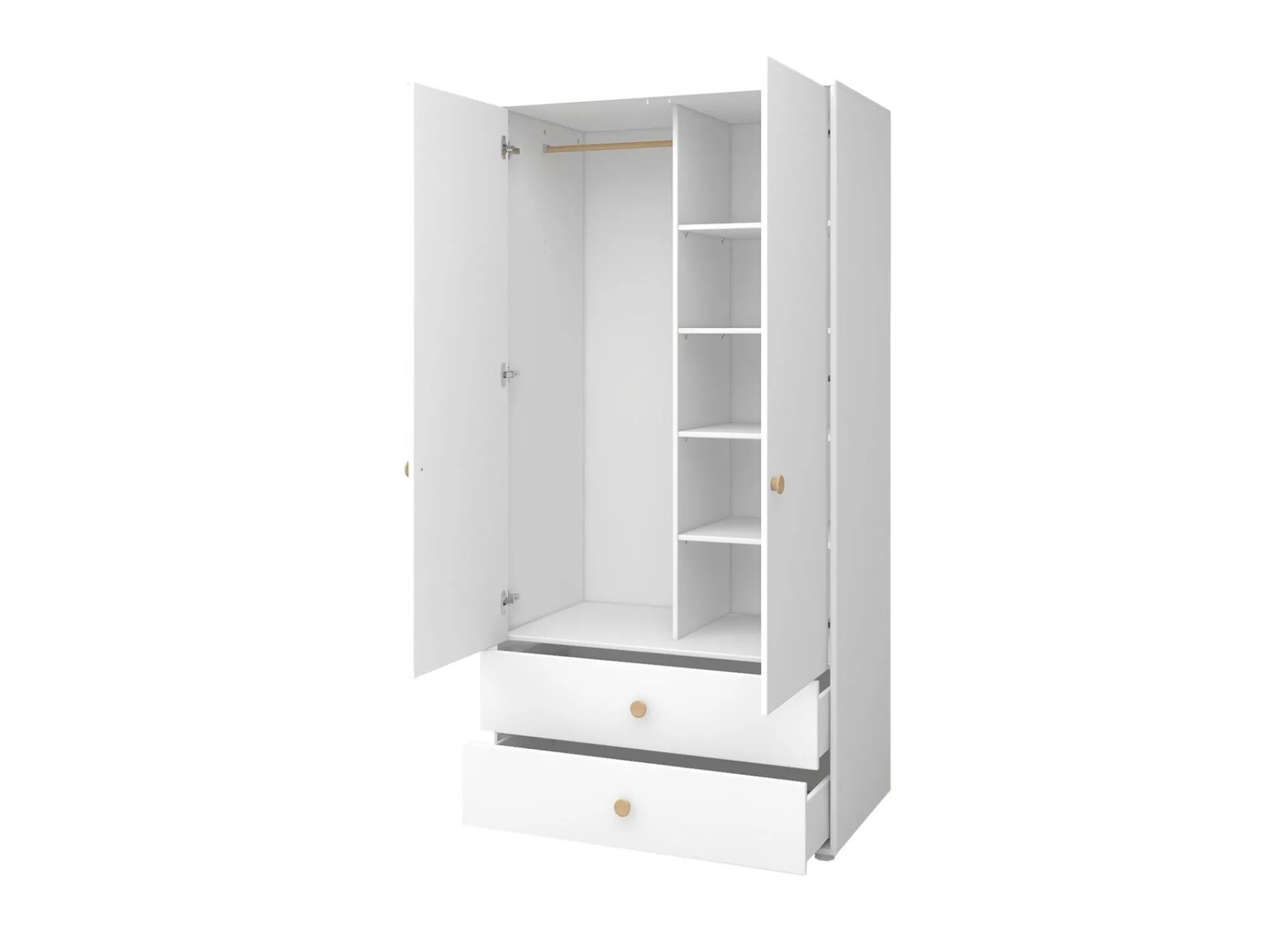Store FLEXA Garderobeskab, 2 Lager + 2 Skuffer White/Oak