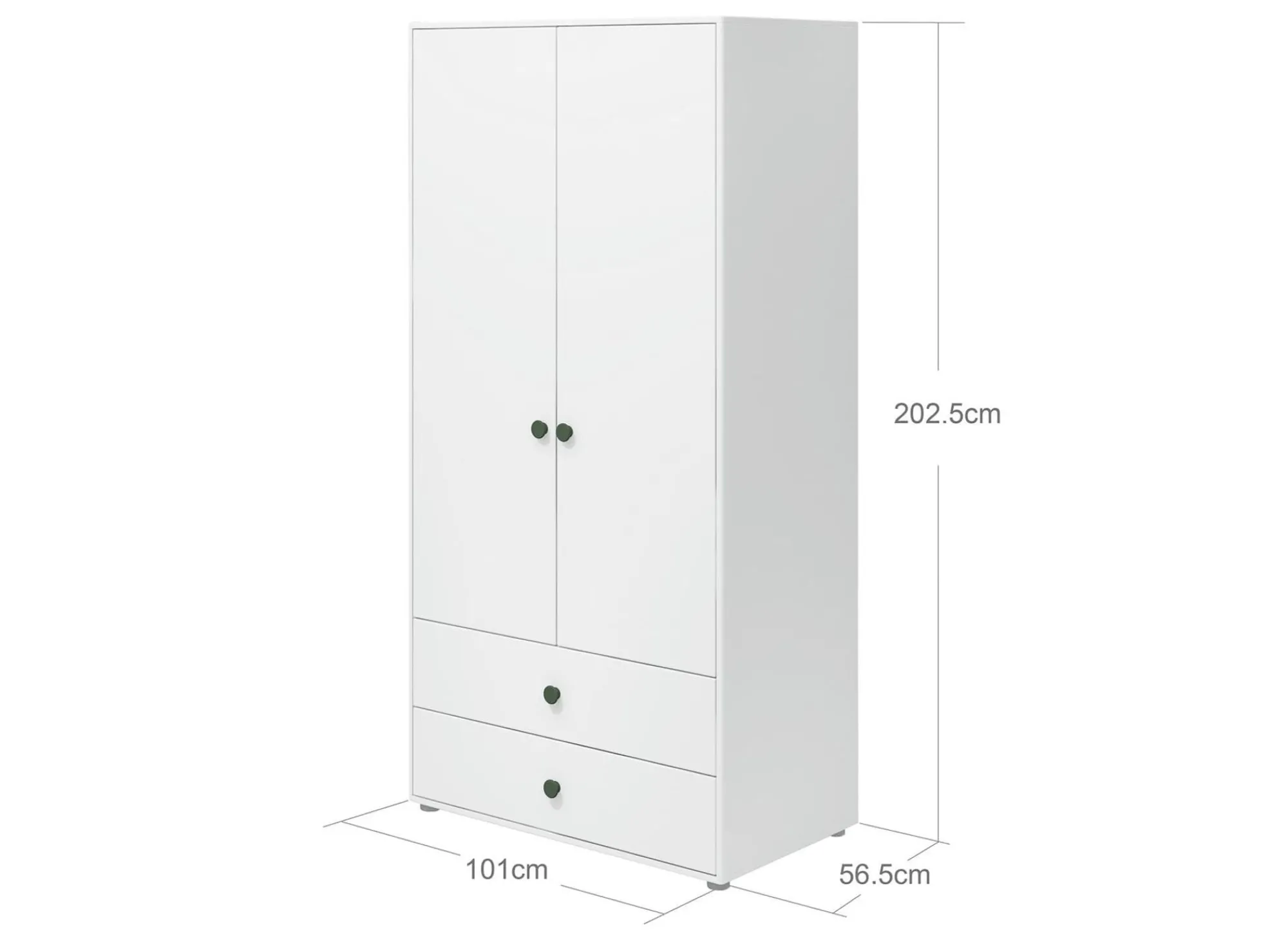 Store FLEXA Garderobeskab, 2 Lager + 2 Skuffer White/Deep Green