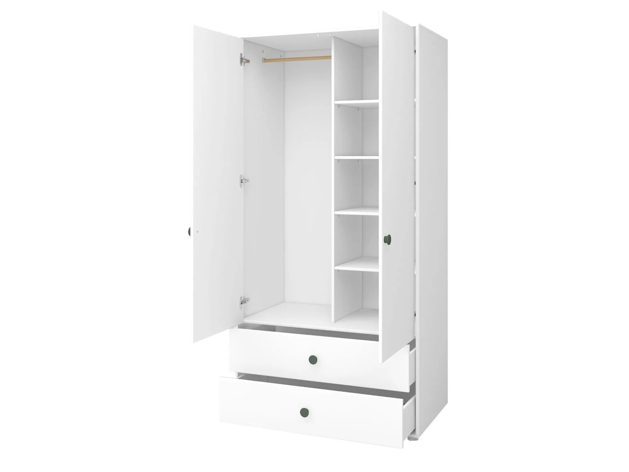 Store FLEXA Garderobeskab, 2 Lager + 2 Skuffer White/Deep Green