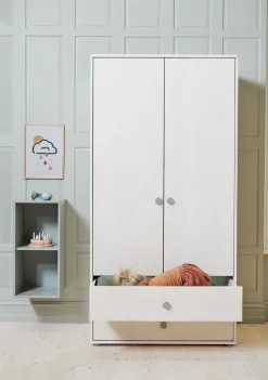 Outlet FLEXA Garderobeskab, 2 Lager + 2 Skuffer White/Natural Green