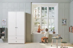 Outlet FLEXA Garderobeskab, 2 Lager + 2 Skuffer White/Natural Green