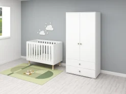 Outlet FLEXA Garderobeskab, 2 Lager + 2 Skuffer White/Natural Green