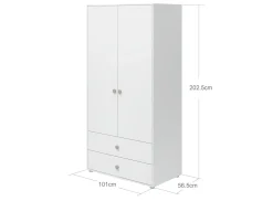 Outlet FLEXA Garderobeskab, 2 Lager + 2 Skuffer White/Natural Green