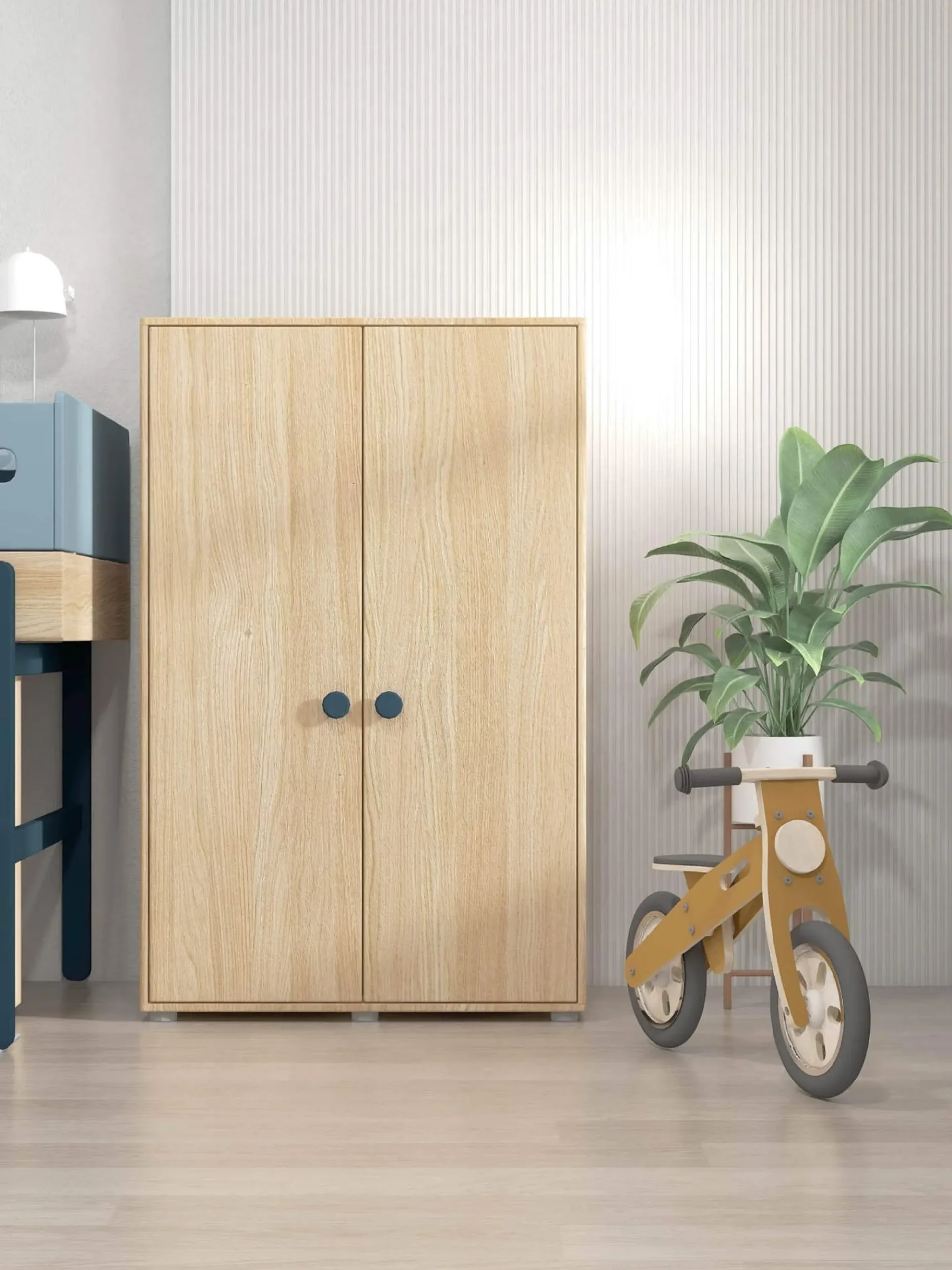 Discount FLEXA Garderobeskab, Lav Blueberry/Oak